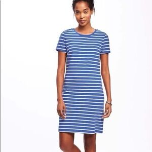 Old Navy Navy White Striped Dress Size Small Cotton Stretch Casual